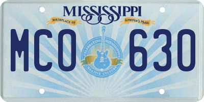 MS license plate MCO630