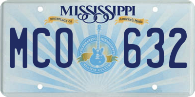 MS license plate MCO632