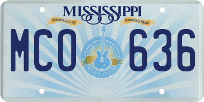 MS license plate MCO636