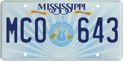 MS license plate MCO643