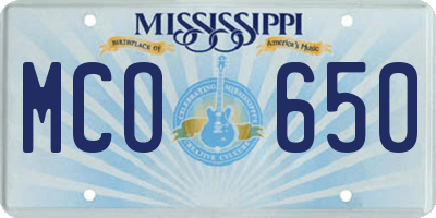 MS license plate MCO650