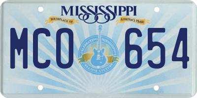 MS license plate MCO654