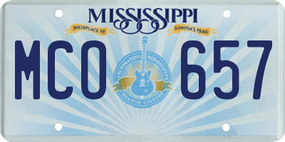 MS license plate MCO657