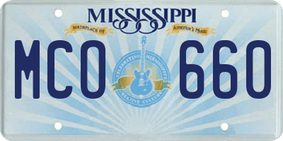 MS license plate MCO660