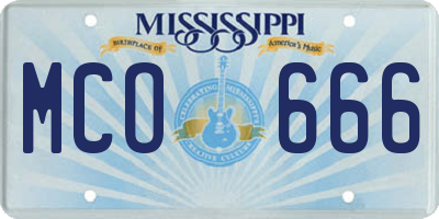 MS license plate MCO666