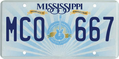 MS license plate MCO667