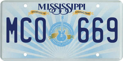 MS license plate MCO669