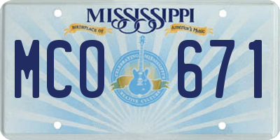 MS license plate MCO671