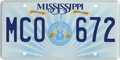 MS license plate MCO672