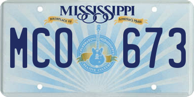 MS license plate MCO673