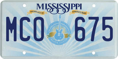 MS license plate MCO675