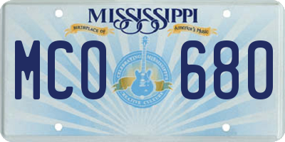 MS license plate MCO680