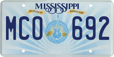 MS license plate MCO692