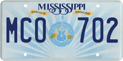 MS license plate MCO702
