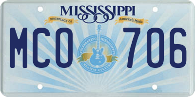 MS license plate MCO706