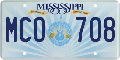 MS license plate MCO708