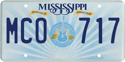 MS license plate MCO717