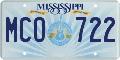 MS license plate MCO722