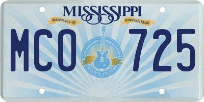 MS license plate MCO725