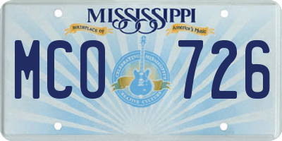 MS license plate MCO726