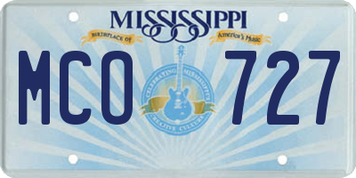 MS license plate MCO727