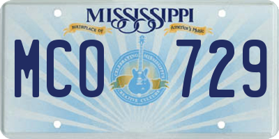 MS license plate MCO729