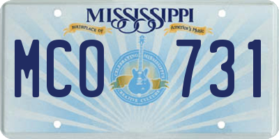 MS license plate MCO731