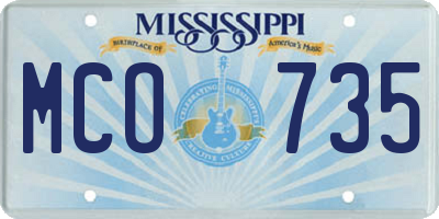 MS license plate MCO735