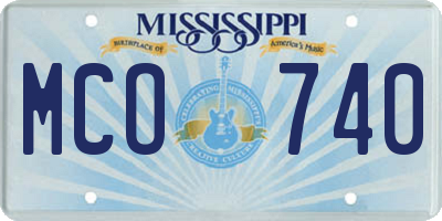 MS license plate MCO740