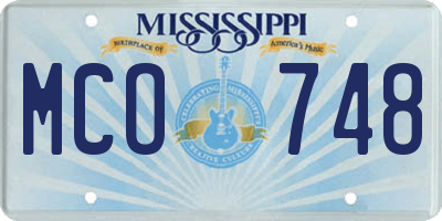 MS license plate MCO748