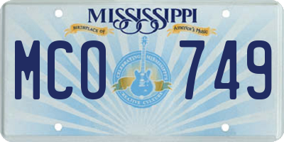 MS license plate MCO749