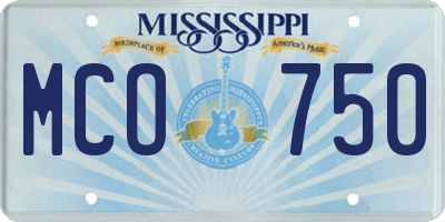 MS license plate MCO750