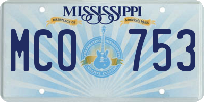 MS license plate MCO753