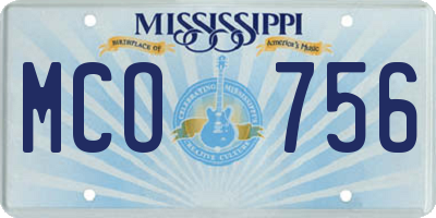 MS license plate MCO756