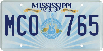 MS license plate MCO765