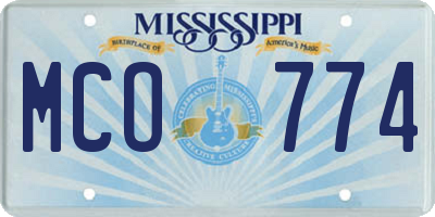 MS license plate MCO774