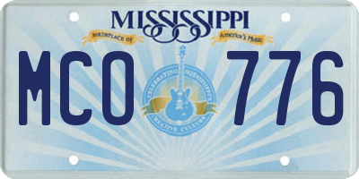 MS license plate MCO776