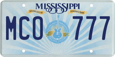 MS license plate MCO777