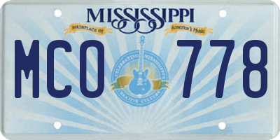 MS license plate MCO778