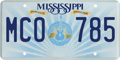 MS license plate MCO785