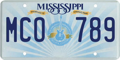 MS license plate MCO789