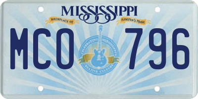 MS license plate MCO796