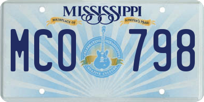 MS license plate MCO798
