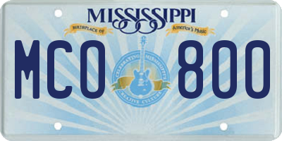 MS license plate MCO800