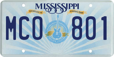MS license plate MCO801