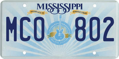MS license plate MCO802