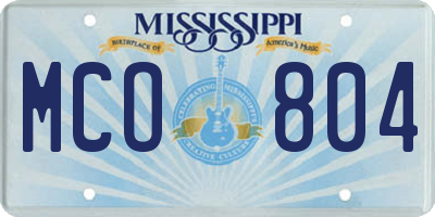 MS license plate MCO804