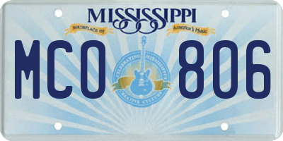 MS license plate MCO806