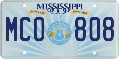 MS license plate MCO808