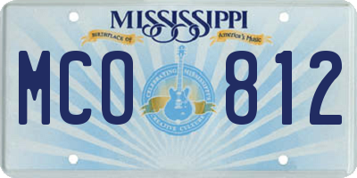 MS license plate MCO812